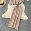 Autumn Winter Women Flower Knitted Sweater Two Piece Set Full Sleeve Pullover Top and Long Midi Slim Bodycon Sheath Skirt Outfits