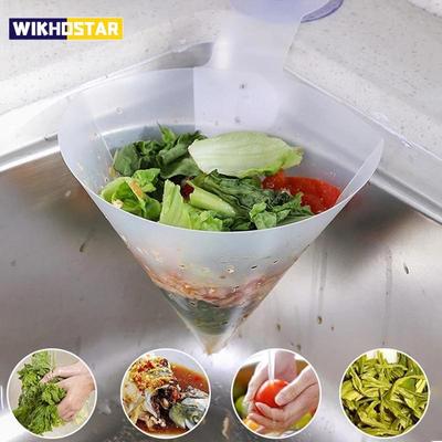 Katlanabilir Mutfak Lavabo Süzgeci Kendinden Ayaklı Mutfak Anti-blokaj Huni Lavabo Tahliye Filtre Torbası Gıda Sebze Lavabo Stoper