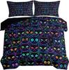 Bedding Sets 2Pcs,Watercolour Bedding Set, Black Cat Quilt Cover and Pillow Cases Soft Microfiber Duvet Cover for Boys and Girls
