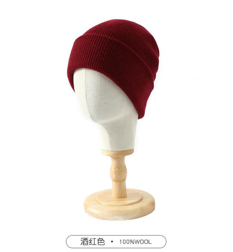 % Australian wool hat women's autumn and winter thickened warm ear protection knitted wool cold hat men's cycling spot