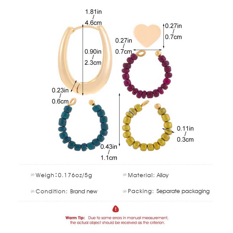 Vintage Multilayer Beaded Ear Clip for Women Fashion Metal C-Shaped Non-Piercing Ear Cuff Earrings Party Jewelry Set Gifts New