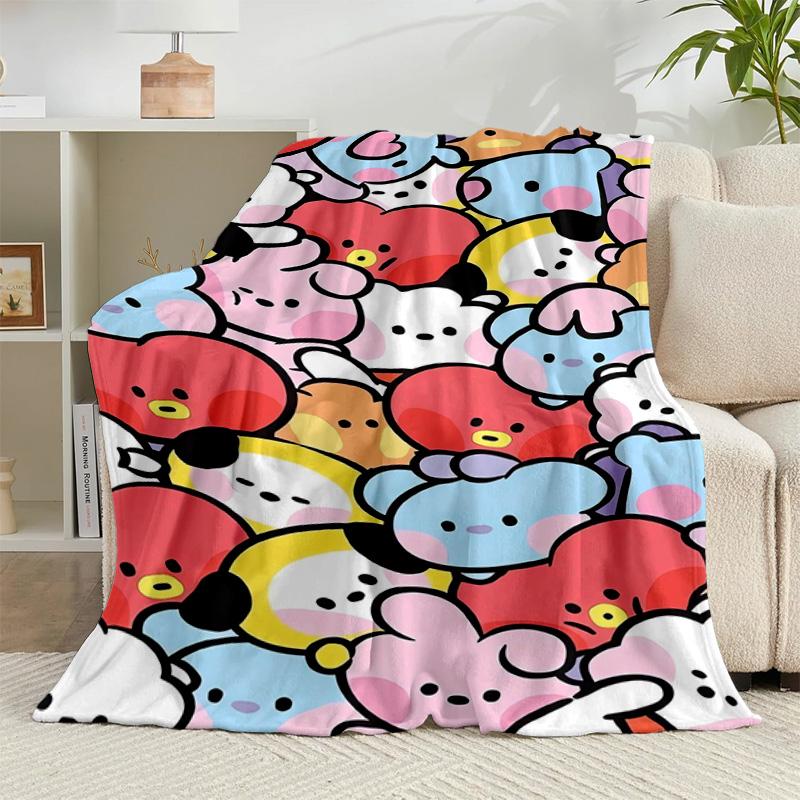 1PC Colorful Cartoon kpop Flannel Blanket Gift, Suitable for Both Men And Women, Soft Ideal for Beds And Sofa, Birthday Or Christmas Gift