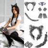 Unisex Gray Wolf Headbands and Tail Set for Kids Accessory for Halloweens Decoration and Birthday Party Costumes