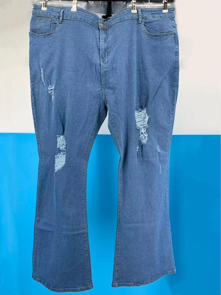 Women's High-Waisted Elastic Jeans: European and American Style, Plus Size Available