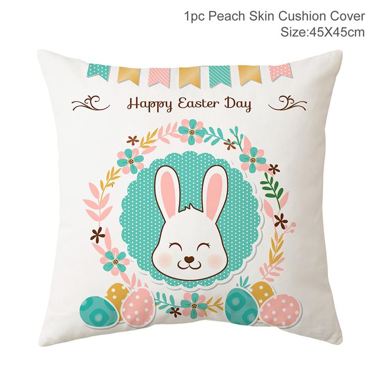 Easter Bunny Pillowcase Happy Easter Decoration For Home Easter Rabbit Eggs Cushion Cover Decorative Pillow Case Easter Gift