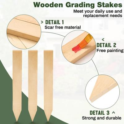 Yousheng 30 Pcs Wooden Garden Stakes Grade And Survey Stakes Landscapes Grading Stakes for Plant Support Garden Fence Survey Boundaries Baselines