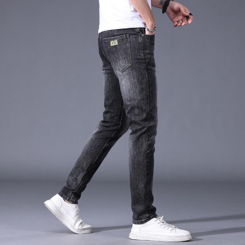

Осенние новые ретро-джинсы высокого класса для мужчин, облегающие, маленькие ноги, эластичные, модные, длинные брюки, модные, универсальные, мужские брюки 38