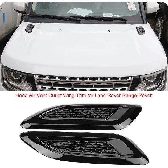 KIMISS Hood Vents, Exterior Hood Air Vent Outlet Wing Trim for Land Rover Range Rover Evoque 2012-2018(Black)