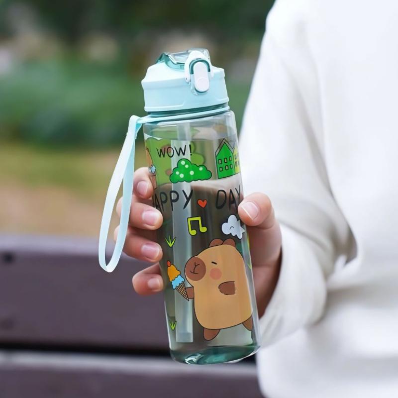Capibala Straw Cup Cute Children's Straw Cup High Appearance Student Carrying Rope Portable Cartoon Water Cup Sports Water Cup