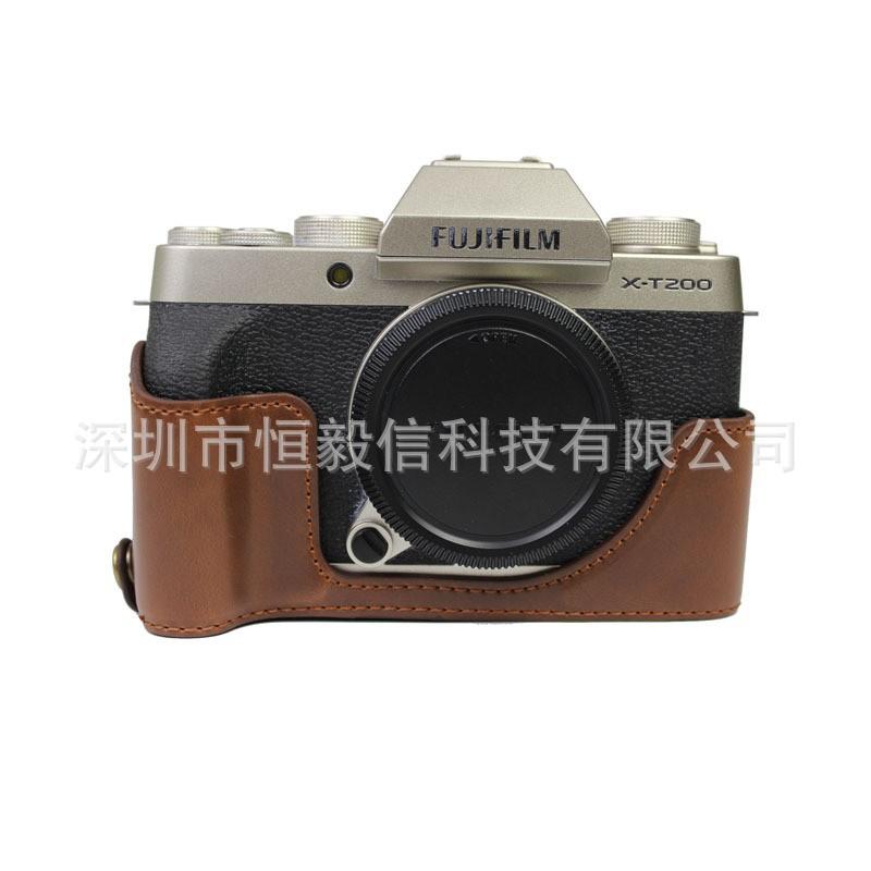 PU Leather Camera Bag Fujifilm X-T200 Mirrorless With Dedicated Base Plate Half Case Protective Sleeve