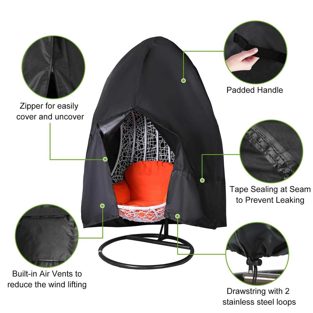 Patio Chair Cover Waterproof Dustproof Swing Chair Covers Egg Shaped Hanging Dust Cover Protector 210D Outdoor Garden Furniture