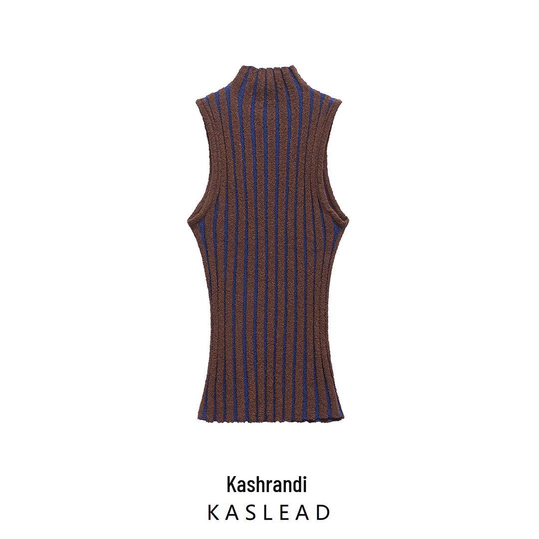 

Spring 2025 Women s European & American Style Sleeveless Knitted Top S коричневий