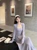 Gentle Style Women's Camisole & Cardigan Set with High-Waist Mermaid Skirt - Autumn/Winter Solid Colors