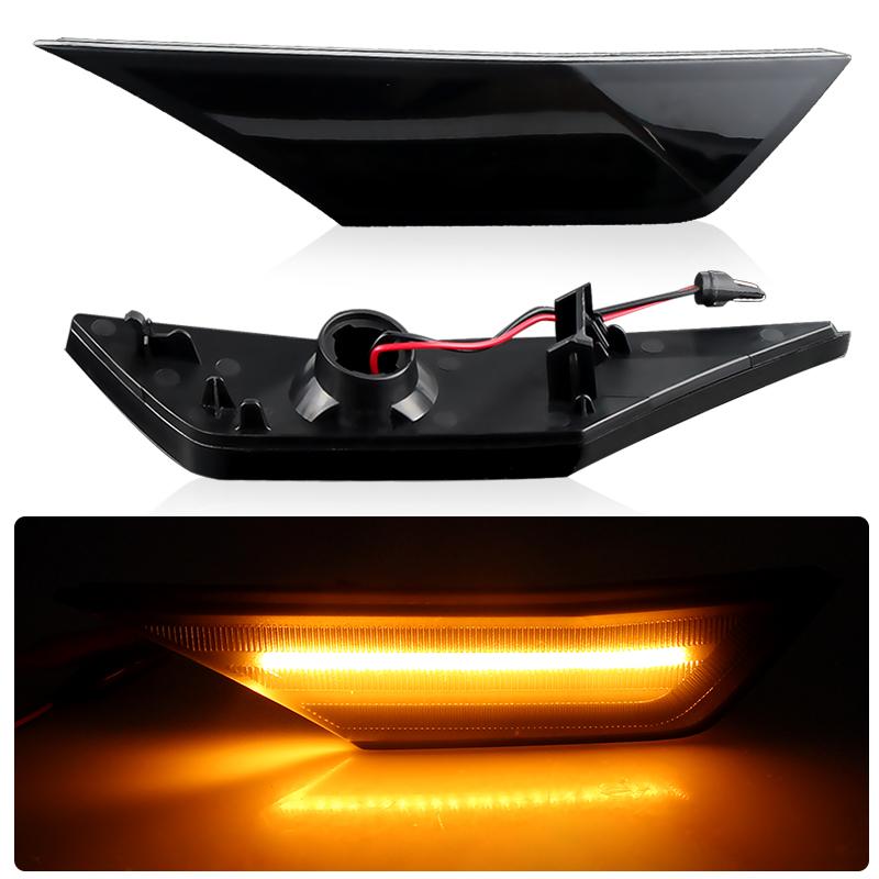 2PCS For 10th generation Honda Civic 2016-2020 Clear & Smoked LED Side Blinker Indicator Marker Light Black Smoked Lens