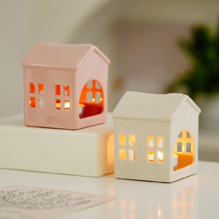 Decorative Tealight Candle Holders Christmas Candle Holders Table Centerpieces Mini House Candlestick Holders Home Decors