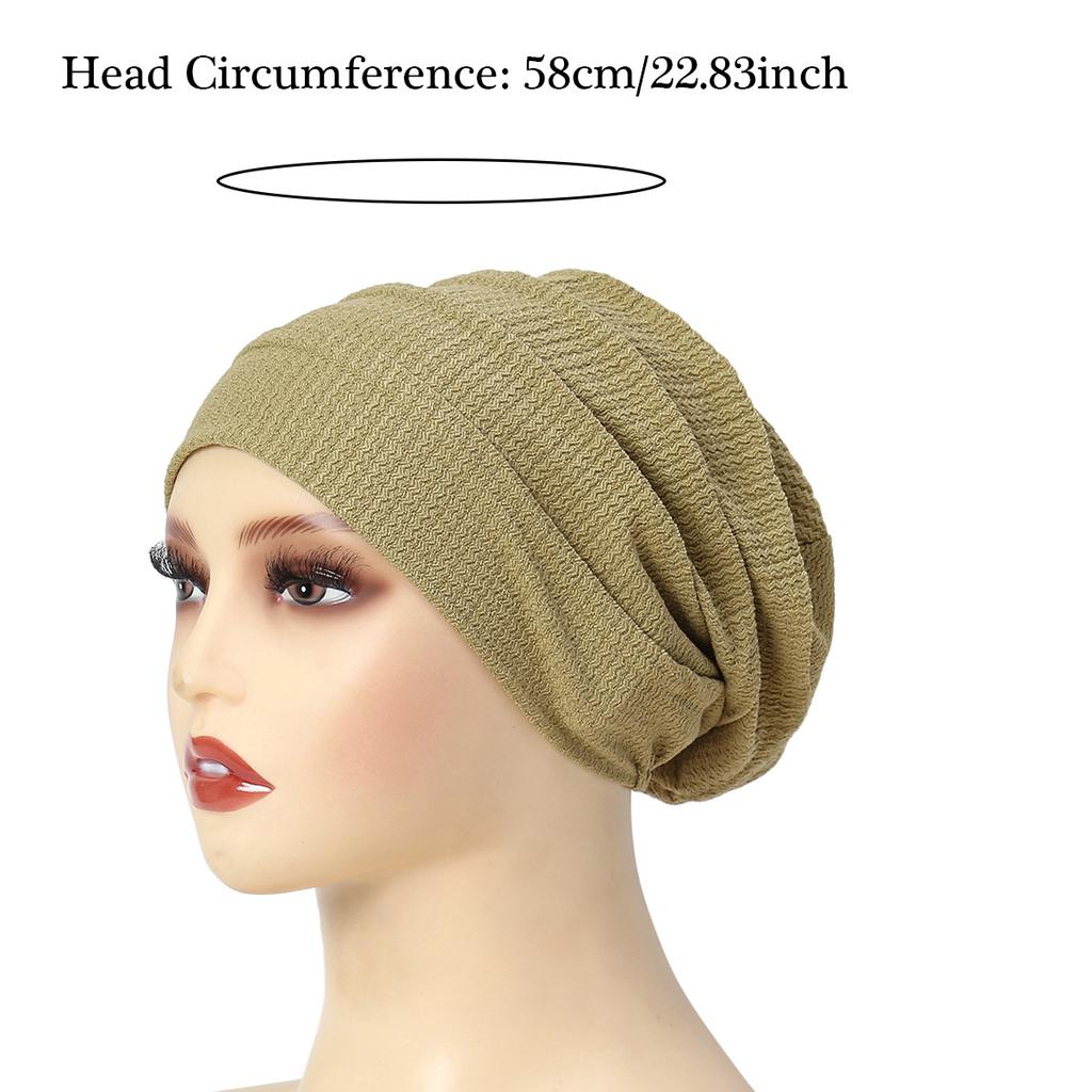 Trendy Crinkle Women's Solid Color Hijab Turban Soft Elastic Indian Bonnet Head Wrap Head Scarf Chemotherapy Cap