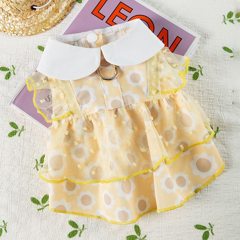 Vestido Vaquero Primavera-Verano: Falda de tirantes estilo Hong Kong para perros y gatos