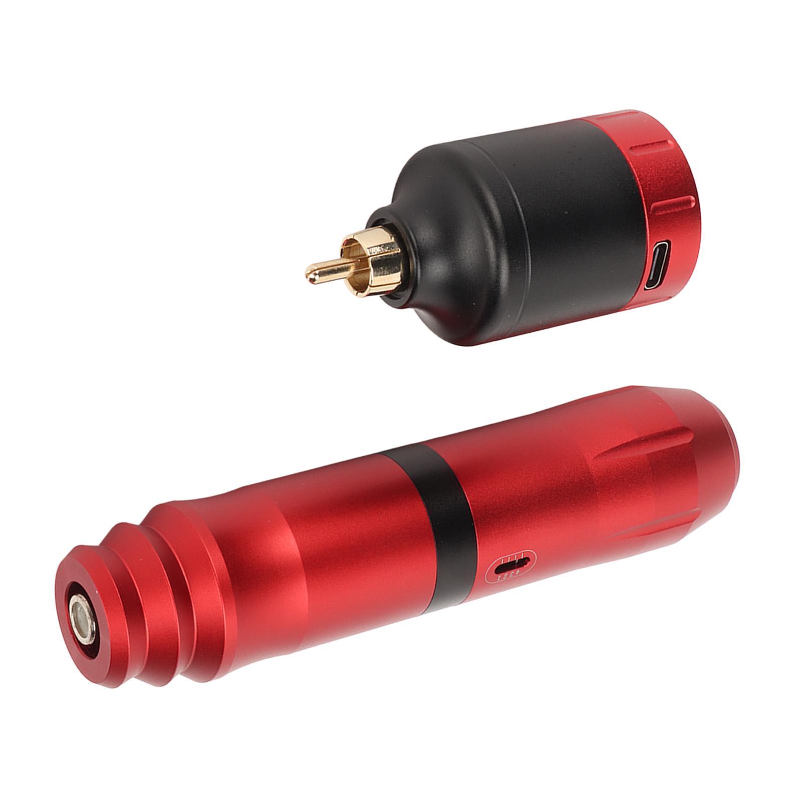 

Комплект вращающейся ручки для татуировки с блоком питания 1300 мАч, зажимом для шнура с разъемом RCA, беспроводная ручка для татуировки красный