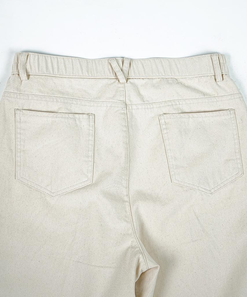 BIRBANTE Center Cris C.L Fit Elastic Waist Chino Pants - Ivory
