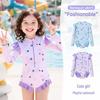 Girls' Long Sleeve Sun Protection Quick-Dry One-Piece Swimsuit