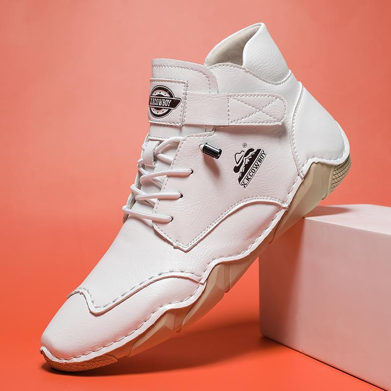 Ruční šití Dělená kožená obuv Muži Mokasíny Pohodlné kotníkové boty Pro muže Obuv pro volný čas Mokasíny Pánské ploché boty