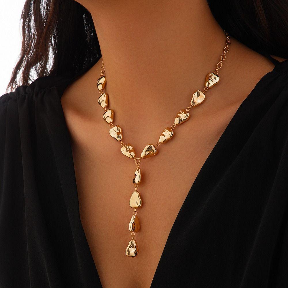 Simple Bead Necklaces Women Irregular Imitate Baroque Bead Necklace Women Collarbone Chain  Daily