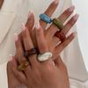 Artistic Curved V Shape Statement Ring Lightweight Resin Construction Graduated Color Unisex Jewelry Accessory