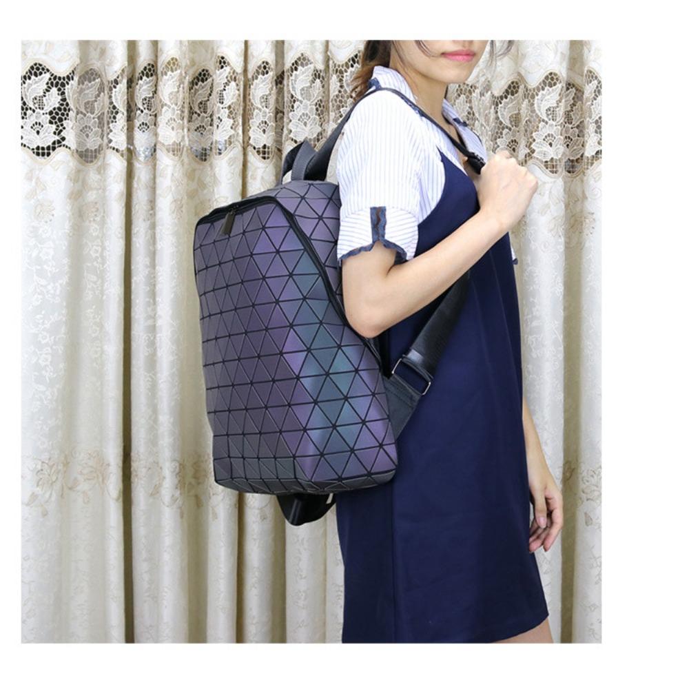 Fashion Backpack Geometric Rhombus Inverted Triangle Symphony Mountaineering Bag Triangle Piece Rhombus Color Changing Luminous Backpack