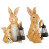 Resin Rabbit Garden Ornament with Solar Lantern Cute Rabbit Animal Ornament for Xmas Party Outside Patio Yard Lawn Porch Decor