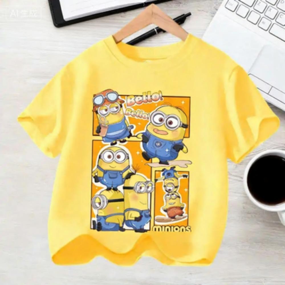 

The Baby-Snatcher Minions Printed T-shirt for Children - Summer Boys and Girls Casual Short-Sleeved Top 110