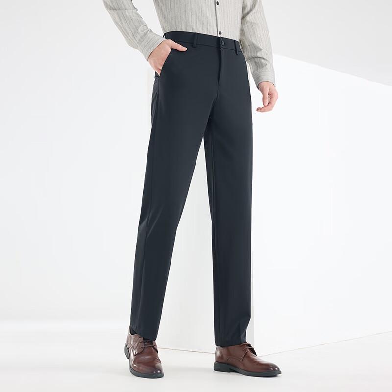 Fengxun Men's Straight-Leg Business Casual Elastic Pants