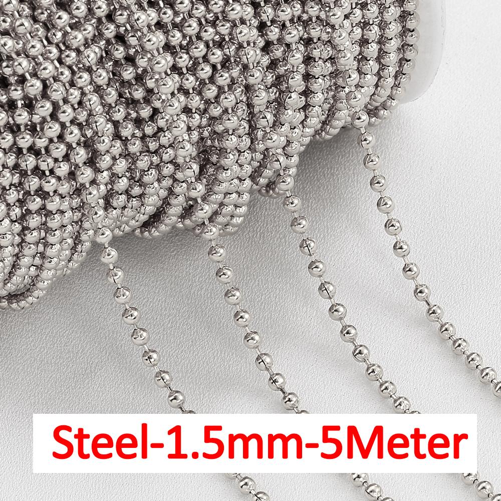 

5Meters 2Meters Stainless Steel Ball Bead Chain Gold Color Beaded Chains for Bracelet Necklace DIY Jewelry Making DIY Wholesale