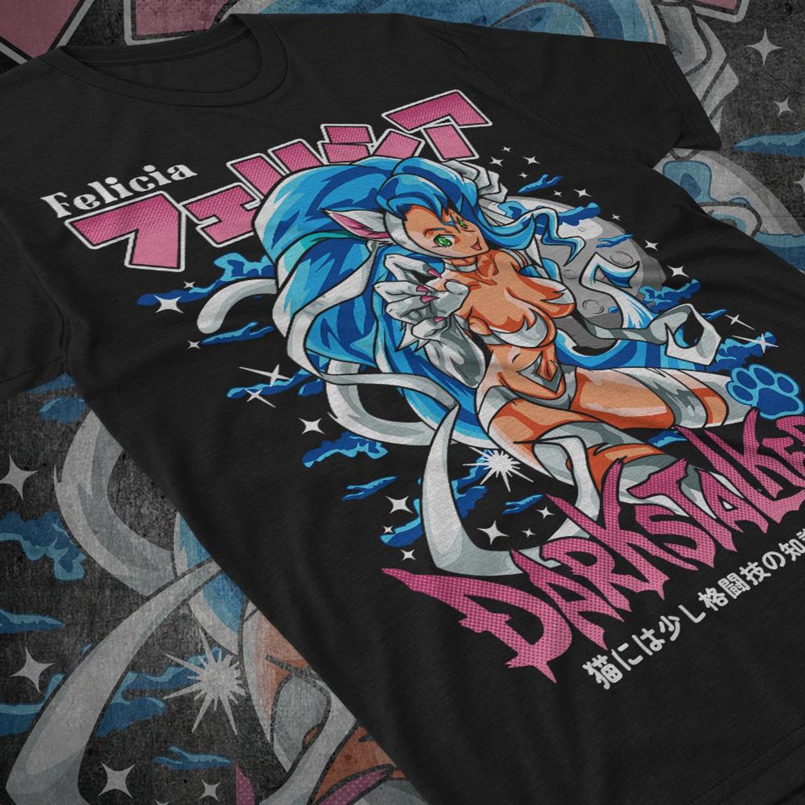 Daarkstalkers Revenge Vampire Morrigan Retro Anime Gaming Waifu T shirt XL