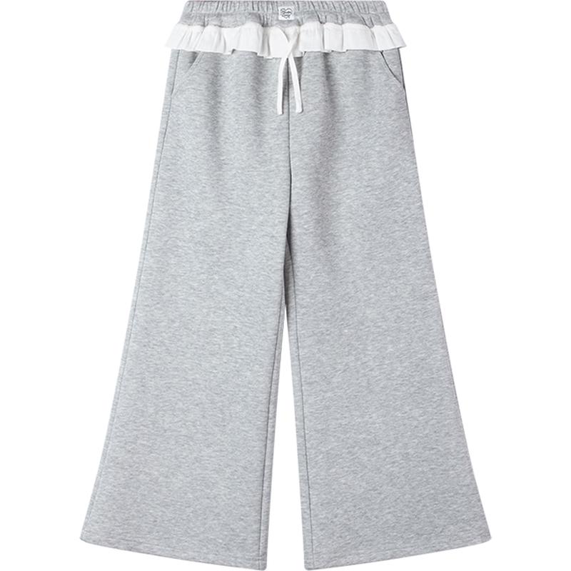 Mucmukn Girls  Cloud Puff Flared Cotton Pants with Jacquard Skirt Hem 110