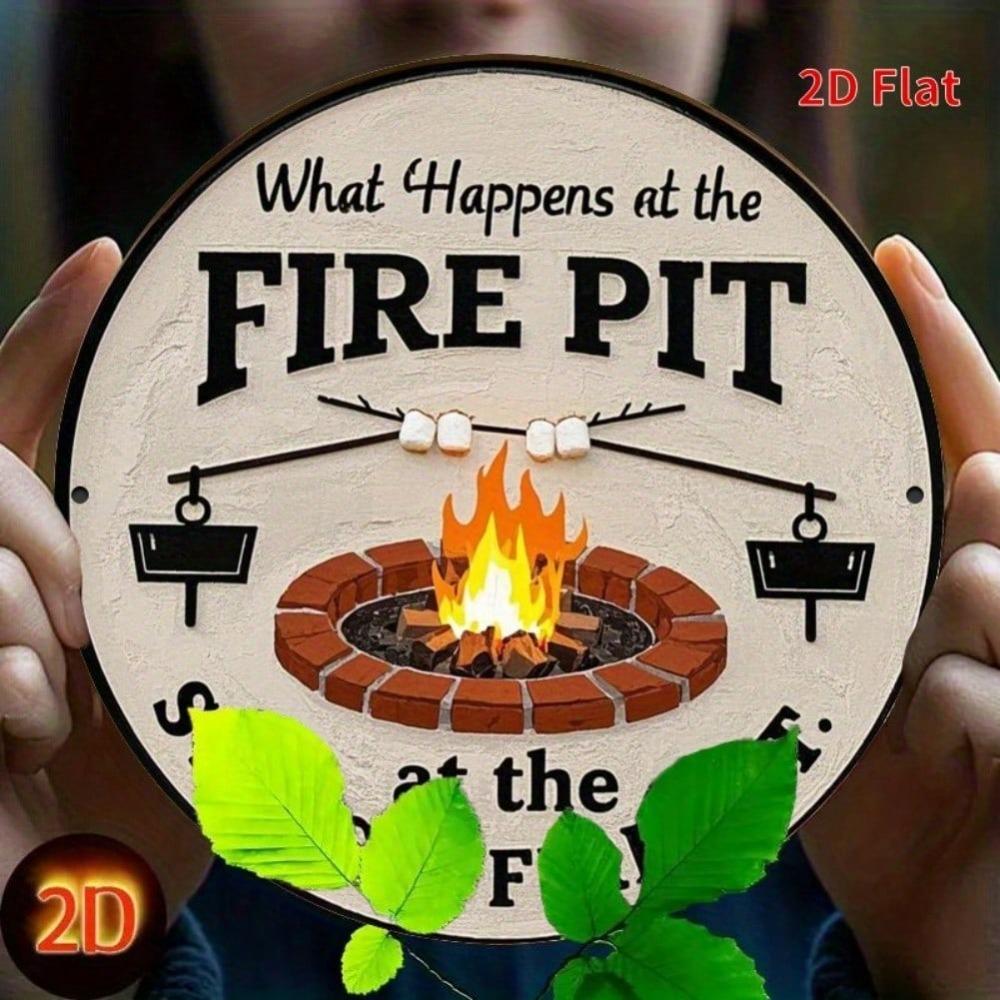 Vintage Fire Pit Metal Sign Durable Indoor Outdoor Weather Resistant Gift