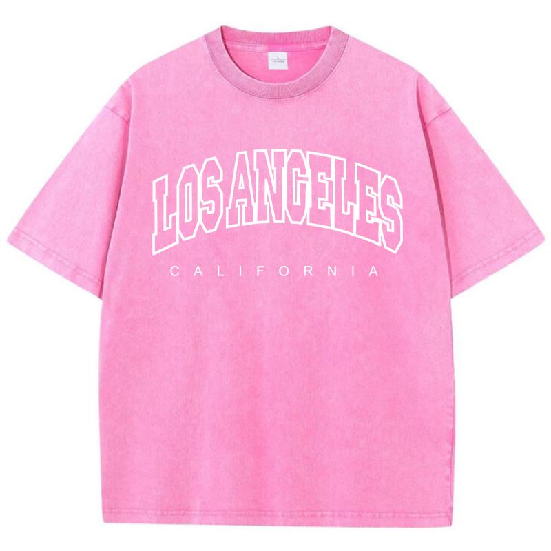 White Los Angeles Art Pattern Design Print Tshirt Male Versatile Sports T Shirt Aesthetic Daily T-Shirts Harajuku Loose Tops