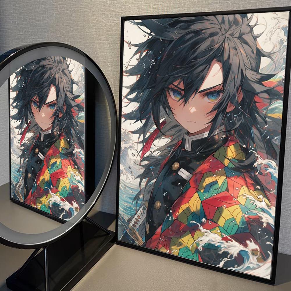 Demon Slayer Tomioka Giyuu DIY Sticky Poster Fancy Wall Sticker for Living Room Bar Decoration Wall Decor