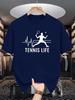 Heartbeat Tennis Player Graphic Unisexs Crew Neck T Shirt Tennis Life Sport Print Short Sleeve Casual Cotton Daily Street Tops