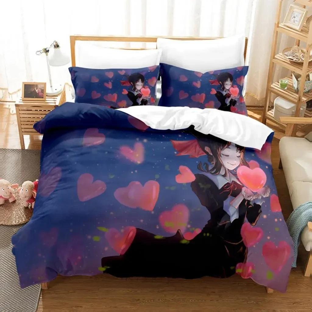 3D Print Anime Kaguya-sama Love Is War Mis Huiye Beding Set Young Boys Young Girls Twin Quen Sized Dimensions Soft Duvet Cover Pilowcase Bed Children