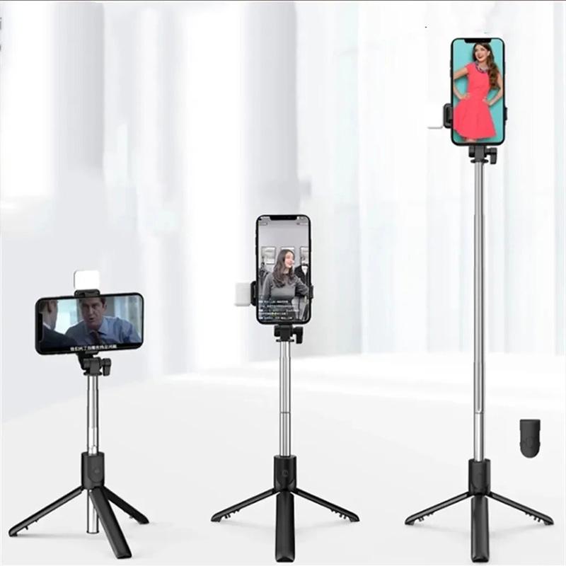 With Soft Beauty Cell Phone Selfie Stick Tripod Bluetooth Remote Wireless Selfi Stick Phone Holder Stand