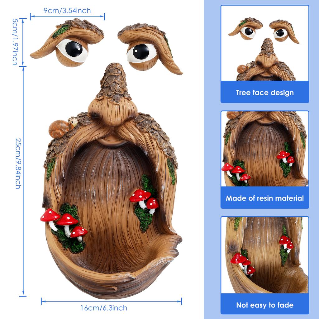 Tree Faces Bird Feeder Decorative Outdoor Old Man Face Bird Feeder Unique Garden Easter Art Decor Resin Crafts for Yard Outside