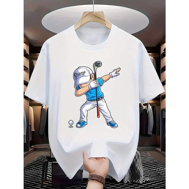 European Size Men S Outdoor Casual Golf Caddy Graphic Letter Print T-Shirt S белый
