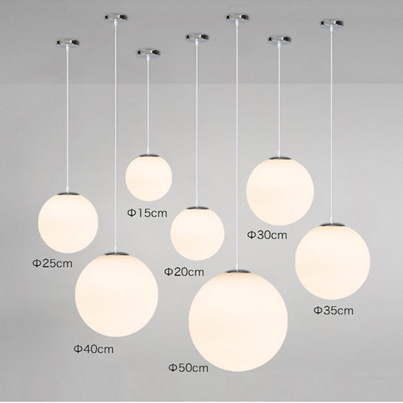 Moderne einfache Single Head milchig weiße Glaskugel E27 LED Kronleuchter Wohnzimmer Esszimmer Schlafzimmer Küche Beleuchtung