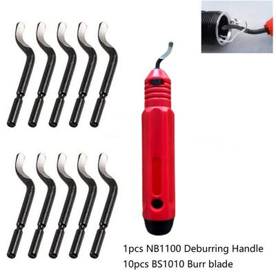 NB1100 Handle Burr Deburring Remover Cutting Tool with 10pcs Rotary Deburr Blade