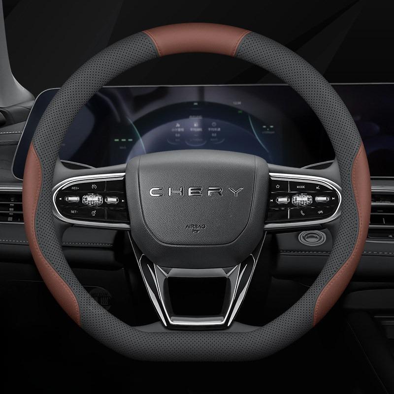 For CHERY Car Steering Wheel Cover Nappa Leather Fit Tiggo7 Pro Tiggo8 Pro Tiggo9 Omoda5 Arrizo8 Arrizo5 Tiggo5x Accessories