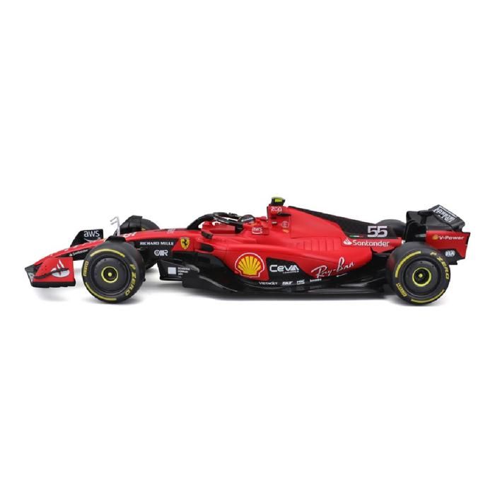 Véhicule Bburago 1/43 Ferrari SF 2023 Formule 1 avec casque Sainz
