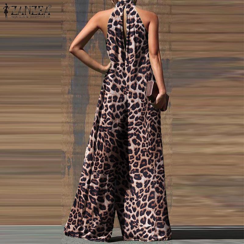 Women's Abstract Art Colourful Leopard Print Casual  Wide Leg Jumpsuit