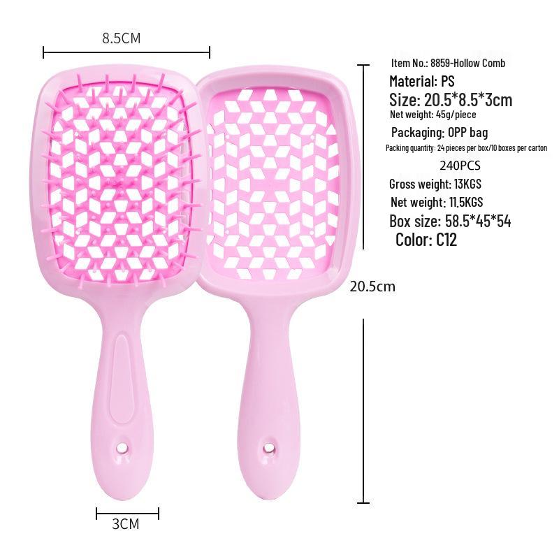 

Versatile Comb Set: Mesh, No-Knot Smooth, Vented, Fluffy Hair Massage, and Square Comb Boxed
