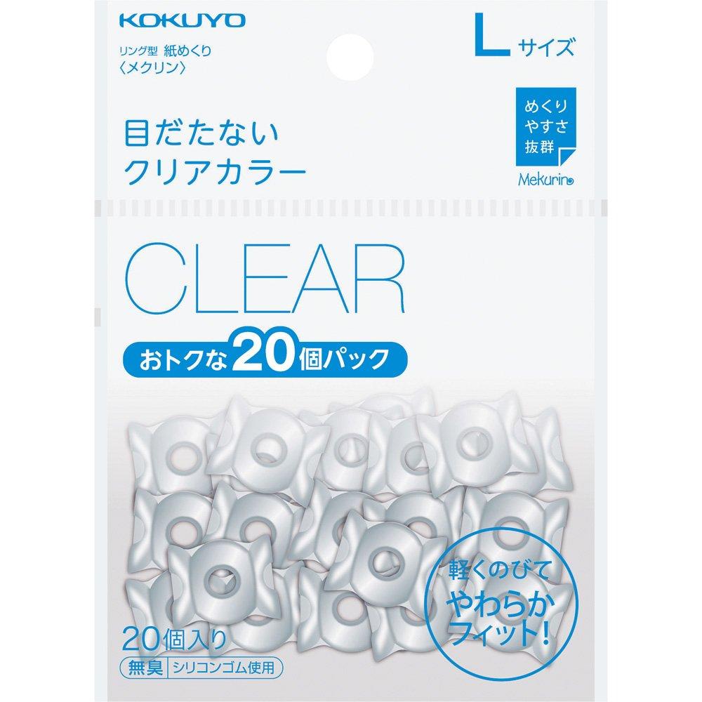 KOKUYO Mekurin Paper Basic Ring-Shaped Turner, Colors, 20-Pack, Large, Clear, Meku-522T