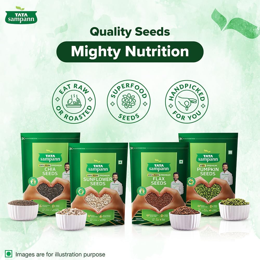 TATA Sampann Pumpkin Seeds 200g Pack Rich In Protein Fibre Magnesium Phosphorus Raw Unroasted